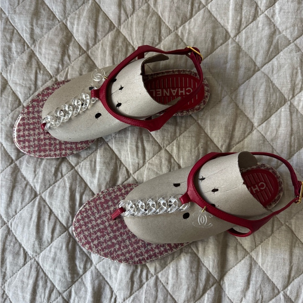Chanel clear and Red Sandals